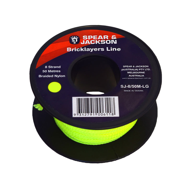 Spear & Jackson Brick Line 50m Fluoro Green 8 Strand Nylon