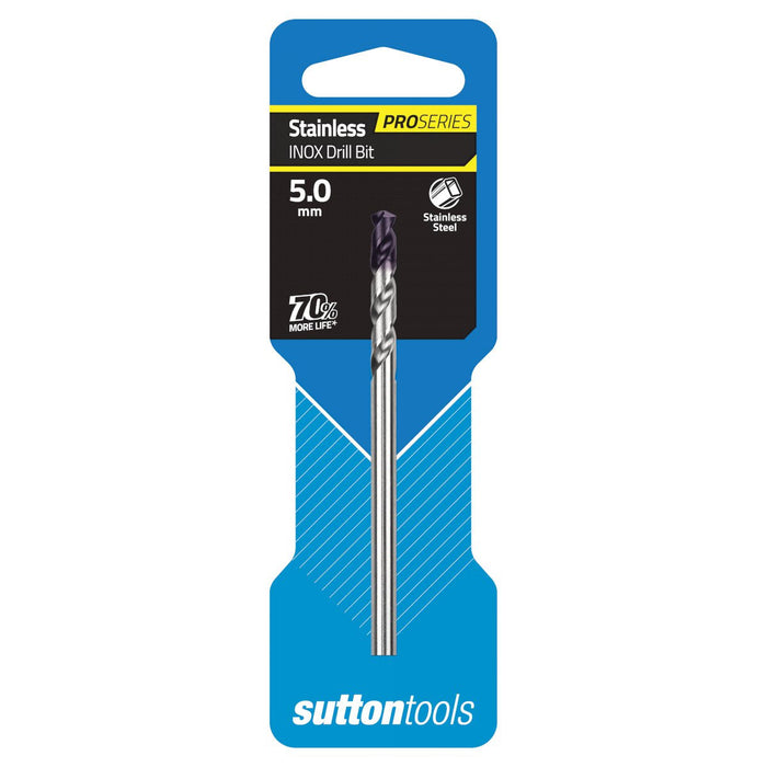 Sutton Drill D185 5mm Jobber Inox TiAIN Tip HSS Carded