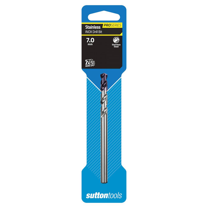 Sutton Drill D185 7.0mm Jobber Inox TiAIN Tip HSS Carded