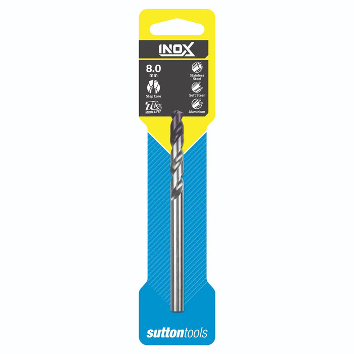 Sutton Drill D185 8.0mm Jobber Inox TiAIN Tip HSS Carded