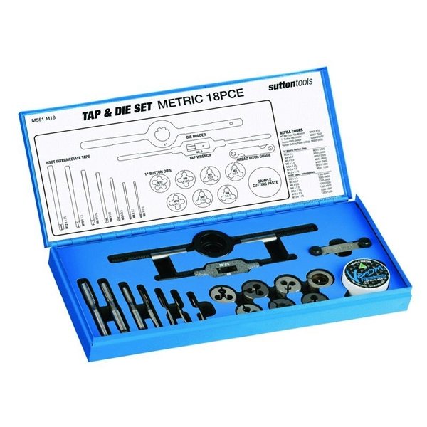 Sutton M551 M18 Metric Tap & Button Die Set 18pce