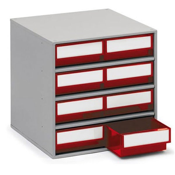 Treston Storage Bin Cabinet (8 Red drawers)
