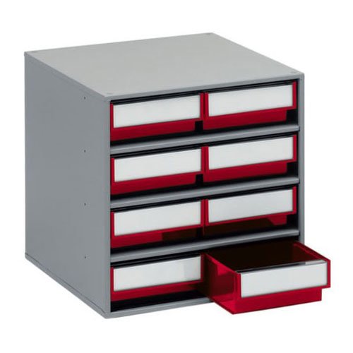 Treston 0840-5 Storage Bin Cabinet (400 Series, 8 Red Drawers)1