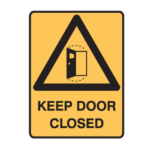 Brady Warning Sign - Keep Door Closed, H600mm x W450mm, Metal, Yellow/Black