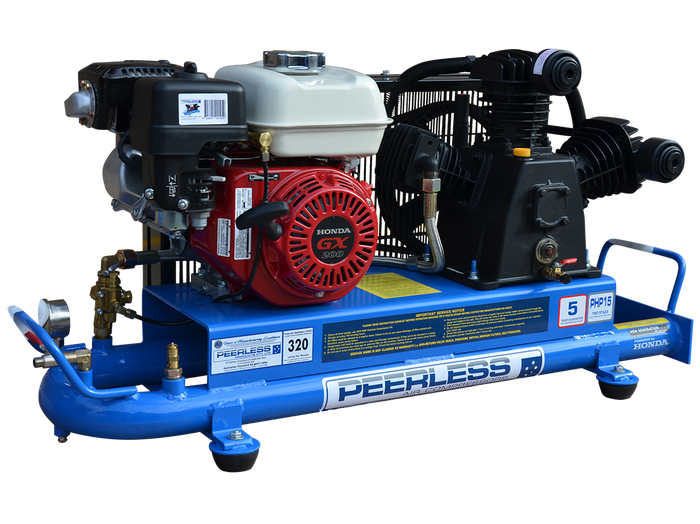 Peerless 00101ES-2TT PHP15 Petrol Air Compressor Belt Drive Honda GX200 320LPM for High Pressure