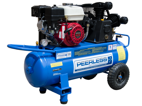Peerless 00101ES-2TT PHP15 Petrol Air Compressor Belt Drive Honda GX200 320LPM for High Pressure