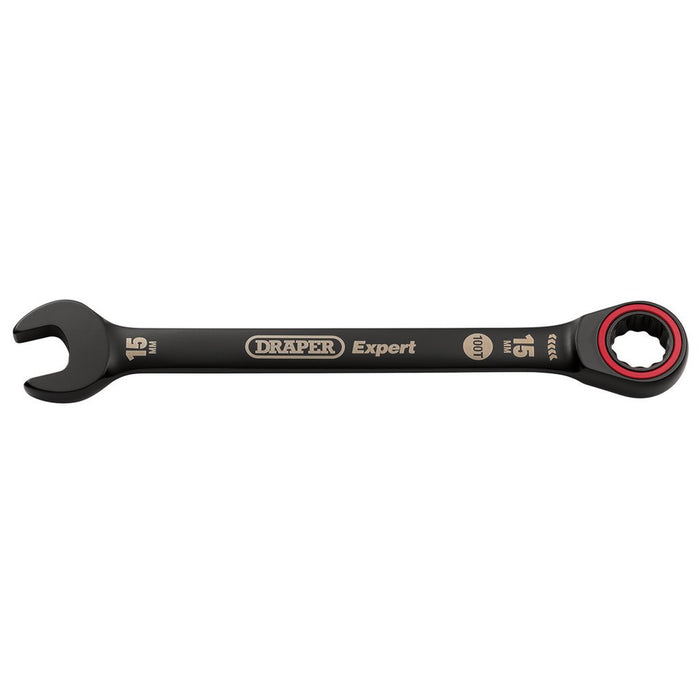Draper Tools Expert HI-TORQ Metric Ratchet Combination Spanner 15mm Black