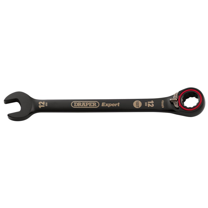Draper Expert HI-TORQ® Metric Reversible Ratchet Combination Spanner, 12mm, Black