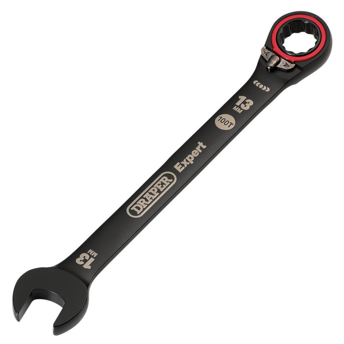 Draper Expert HI-TORQ® Metric Reversible Ratchet Combination Spanner, 13mm, Black