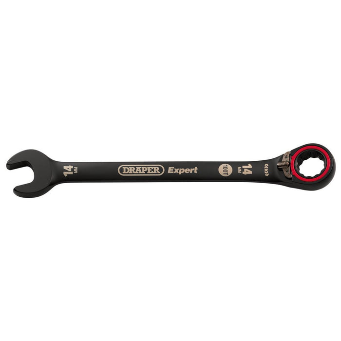 Draper Expert HI-TORQ® Metric Reversible Ratchet Combination Spanner, 14mm, Black