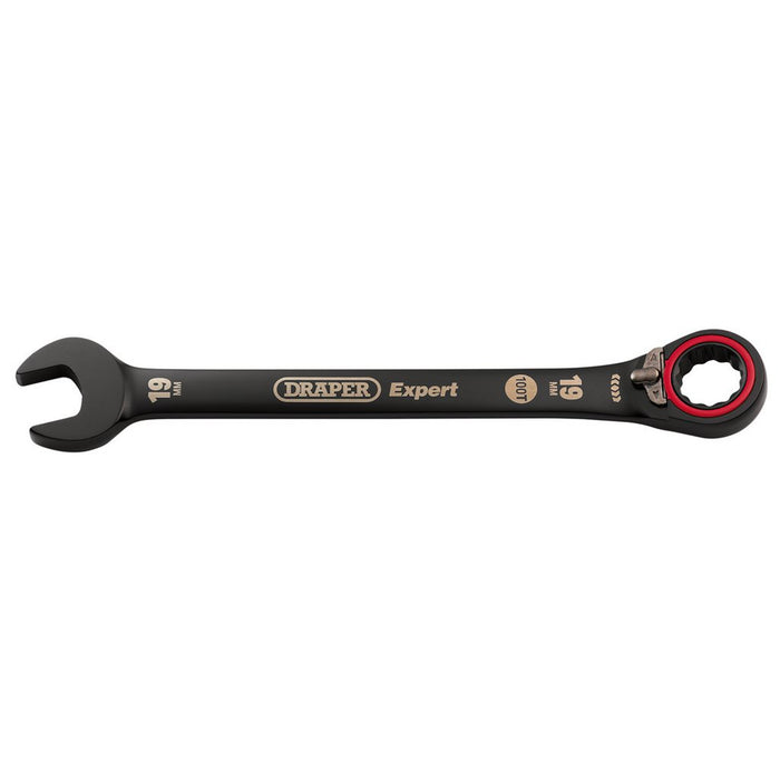 Draper Expert HI-TORQ® Metric Reversible Ratchet Combination Spanner, 19mm, Black