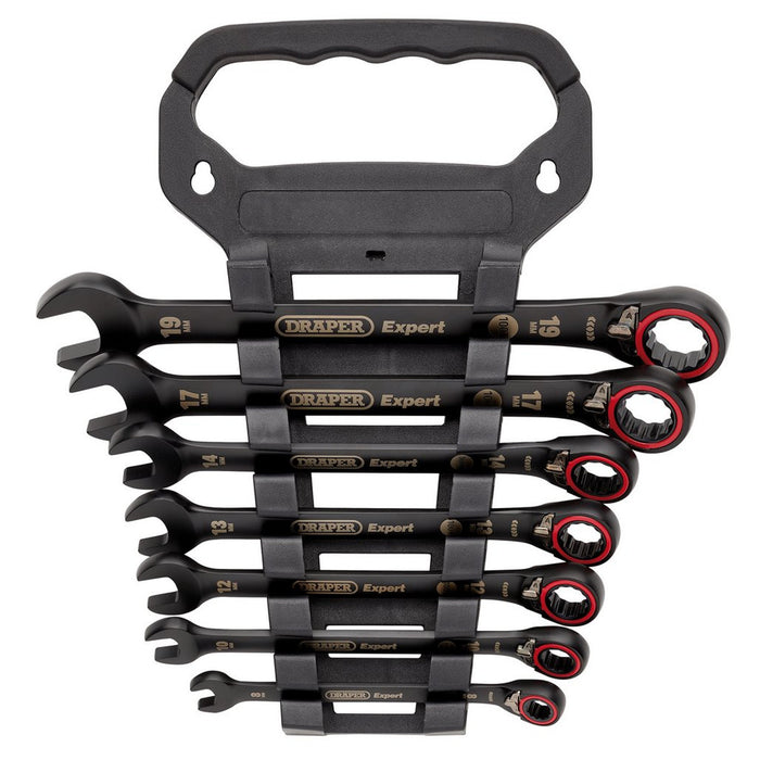 Draper Expert HI-TORQ® Metric Reversible Ratchet Combination Spanner Set, Black (7 Piece)