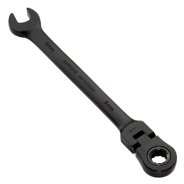 Draper Expert HI-TORQ® Metric Flexible Head Ratchet Combination Spanner, 9mm, Black