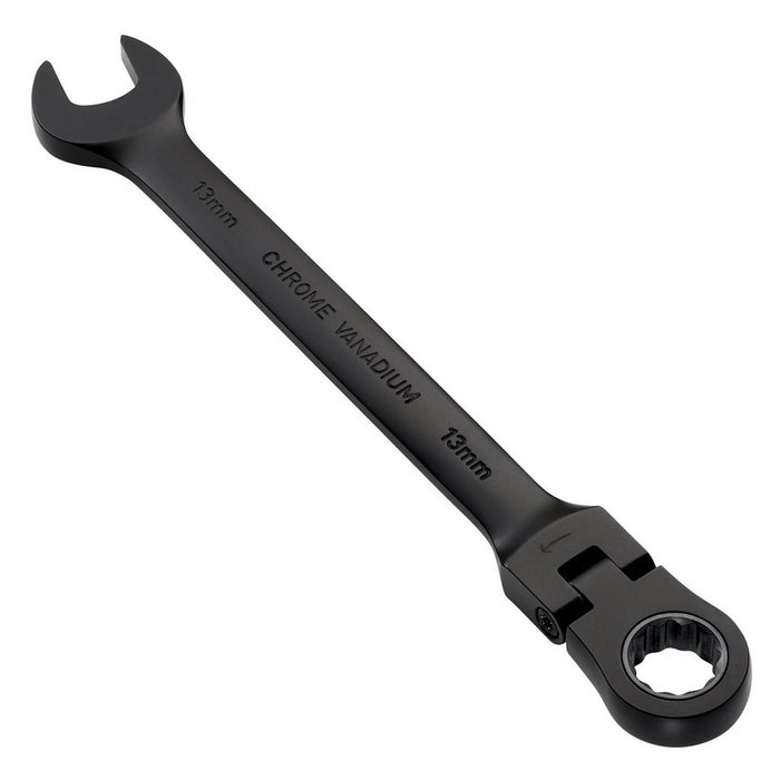 Draper Expert HI-TORQ® Metric Flexible Head Ratchet Combination Spanner, 13mm, Black