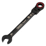 Draper Expert HI-TORQ® Metric Flexible Head Ratchet Combination Spanner, 15mm, Black