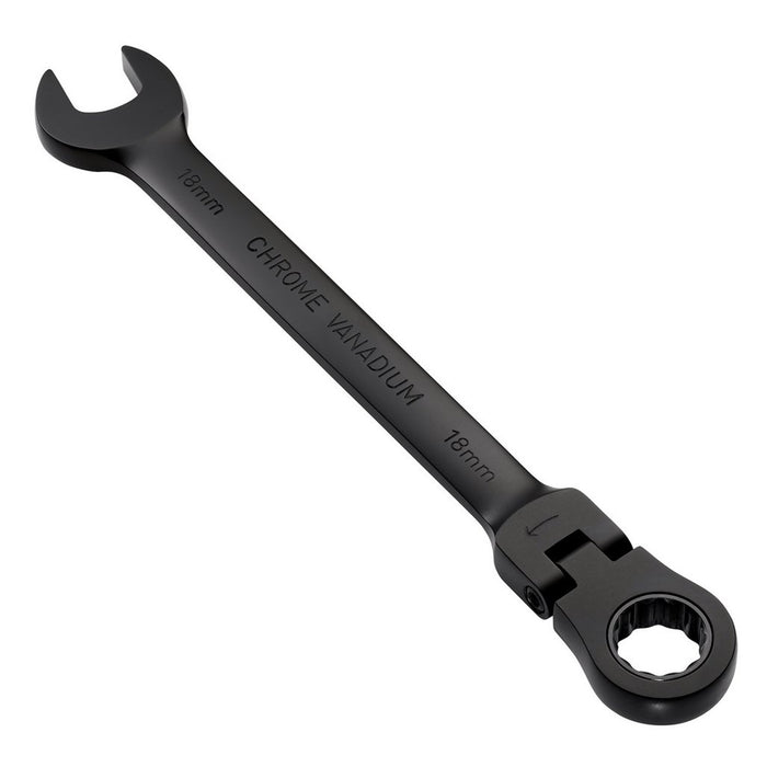 Draper Expert HI-TORQ® Metric Flexible Head Ratchet Combination Spanner 18mm Black