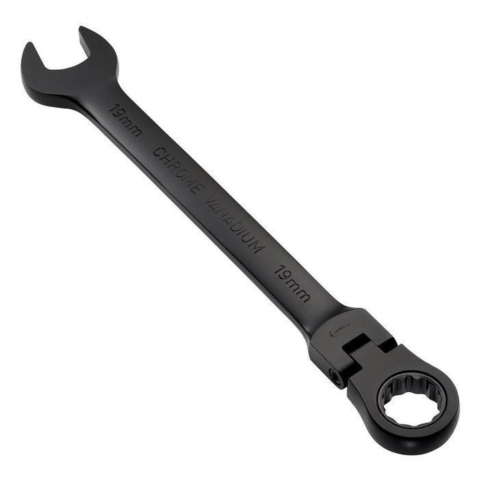 Draper Expert HI-TORQ® Metric Flexible Head Ratchet Combination Spanner, 19mm, Black