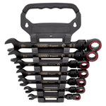 Draper Tools Expert HI-TORQ Metric Flexible Head Ratchet Combination Spanner Set Black 7 Pce