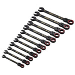 Draper Tools Draper Expert HI-TORQ Metric Flexible Head Ratchet Combination Spanner Set Black 12 Pce