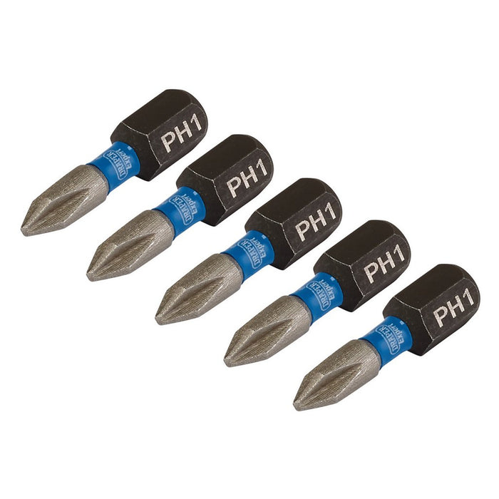 Draper Expert Cross Slot/PH Type Impact Screwdriver Bits PH1 x 25mm 1/4