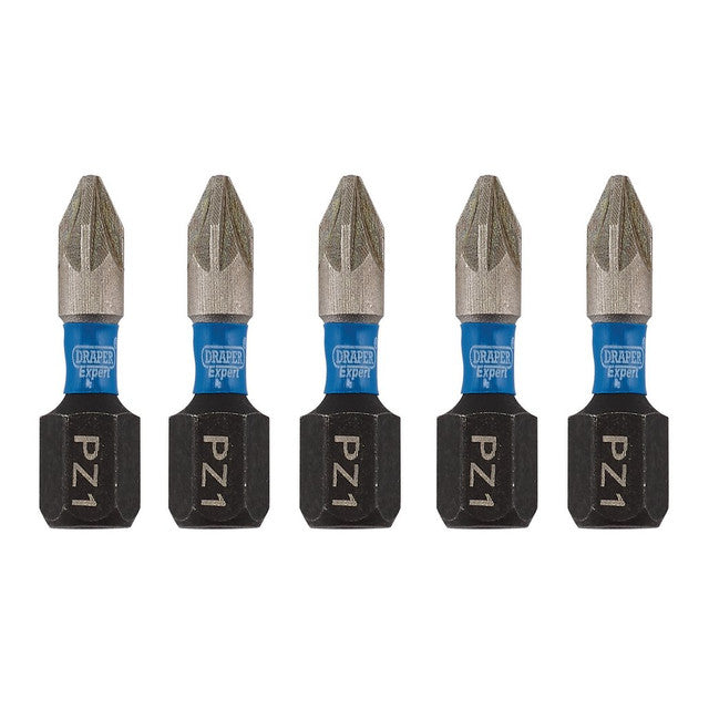 Draper Expert PZ-Type Impact Screwdriver Bits No.1 x 25mm 1/4