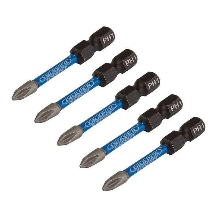 Draper Expert Cross Slot/PH Type Impact Screwdriver Bits PH1 x 50mm 1/4