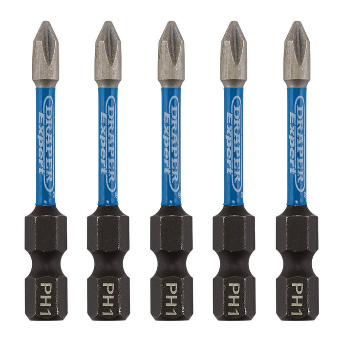 Draper Expert Cross Slot/PH Type Impact Screwdriver Bits PH1 x 50mm 1/4