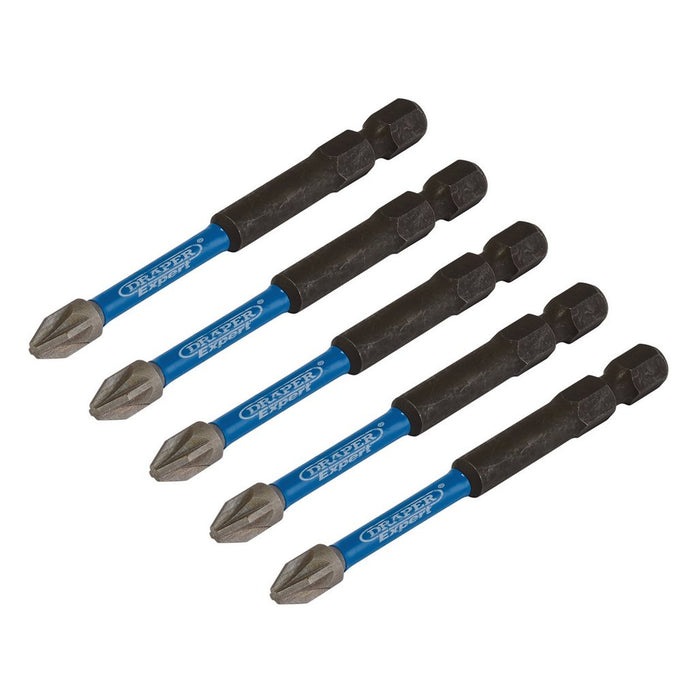 Draper Expert PZ-Type Impact Screwdriver Bits No.2 x 75mm 1/4