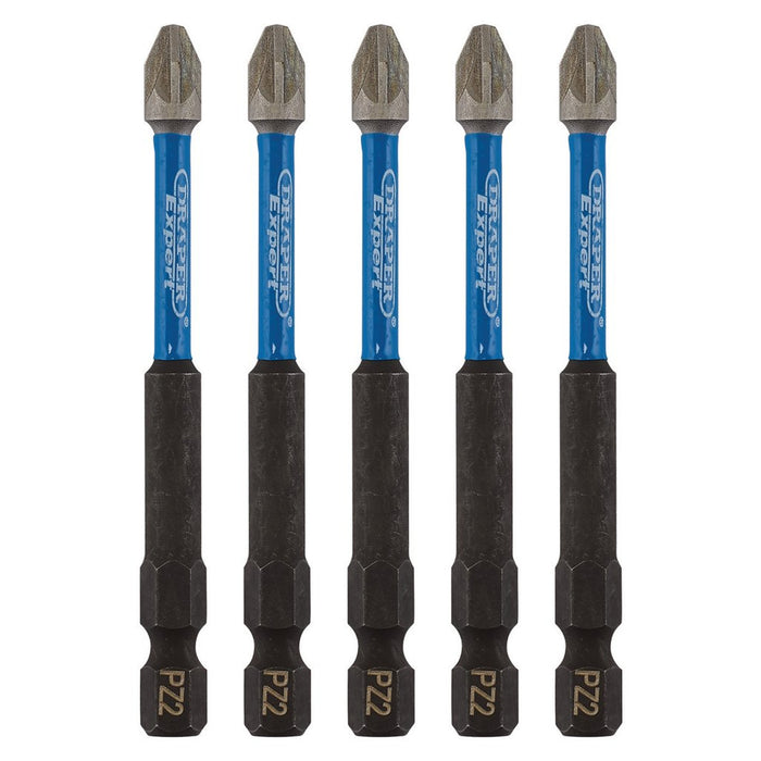 Draper Expert PZ-Type Impact Screwdriver Bits No.2 x 75mm 1/4