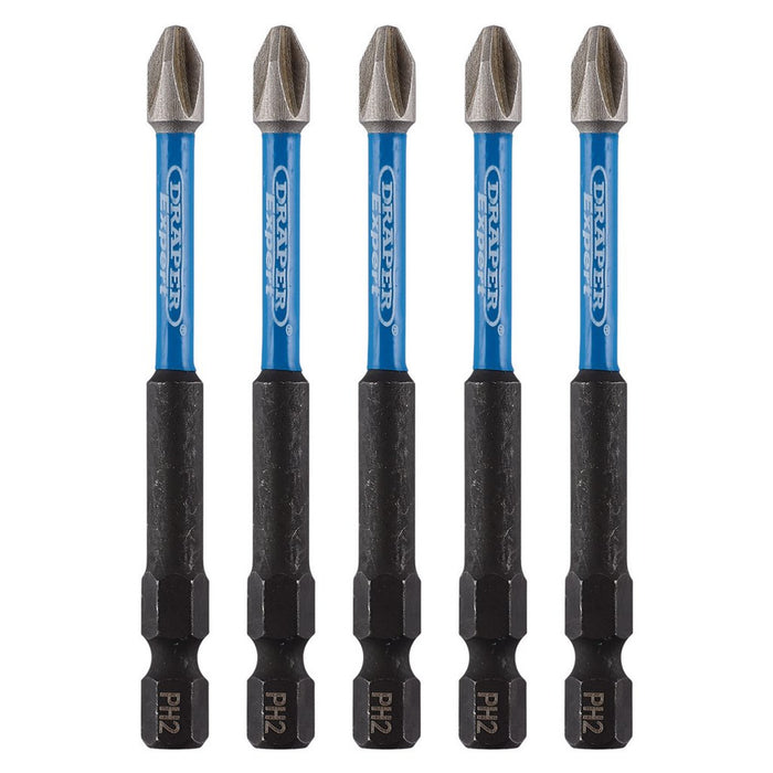 Draper Expert Cross Slot/PH Type Impact Screwdriver Bits PH2 x 75mm 1/4