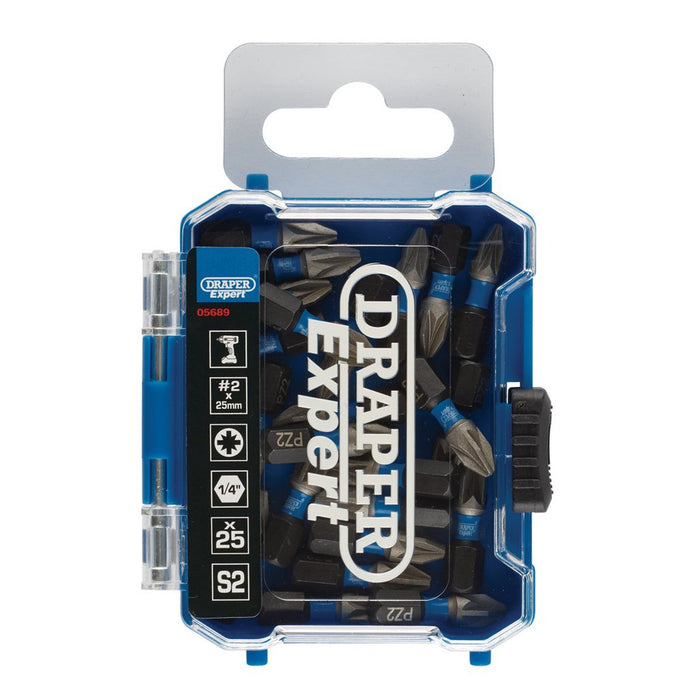 Draper Expert PZ-Type Impact Screwdriver Bits No.2 x 25mm 1/4
