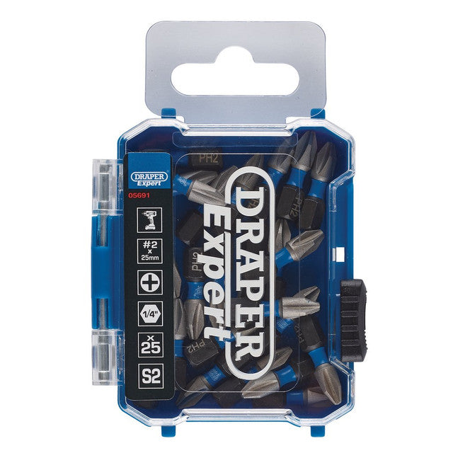Draper Expert Cross Slot/PH Type Impact Screwdriver Bits PH2x 25mm 1/4