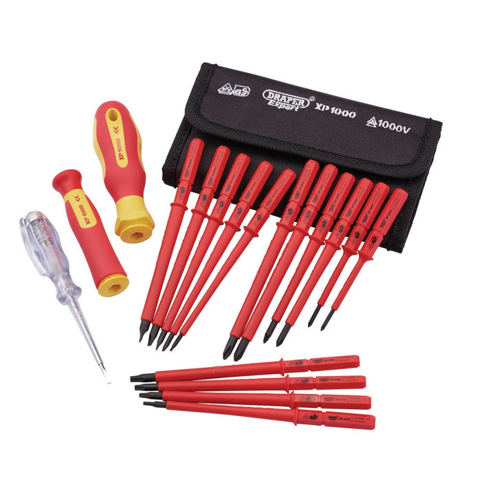 Draper Expert XP1000® VDE Interchangeable Blade Screwdriver Set, 18 Pce