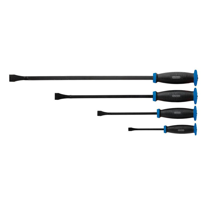 Draper 'Pound Thru' Soft Grip Pry Bar Set with Hand Guard, 4 Pce