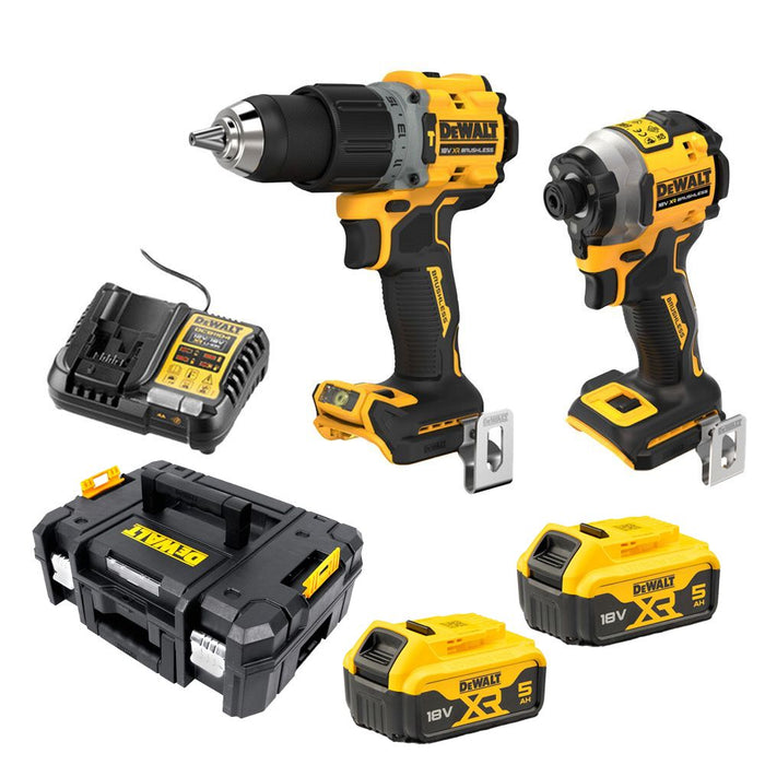 Dewalt 18V XR Brushless Compact 2 Piece Kit - 5.0 Ah