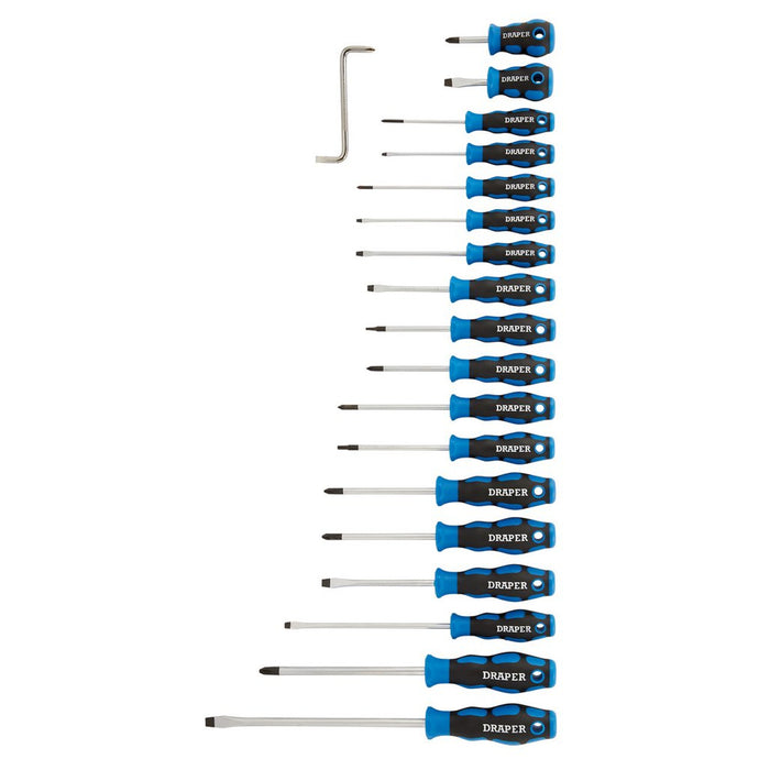 Draper Tools Soft Grip Screwdriver Set, 19 Pce