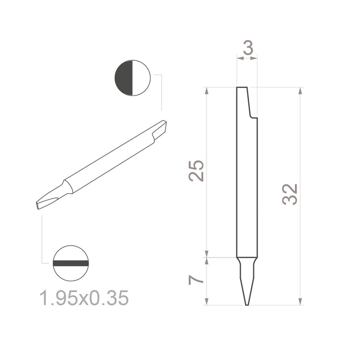 Bernstein Ceramic Blade Bit Slot Blade 1.95x0.35x32mm Trimmer 1-755