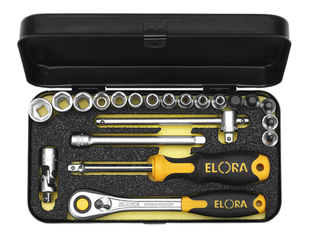 Elora Socket Set 1/4in 21 Pce Metric 1400-IMU
