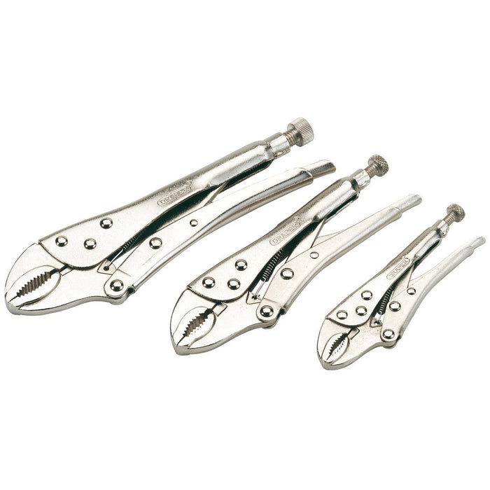 Draper Tools Curved Jaw Self Grip Pliers Set 3 Piece 14040