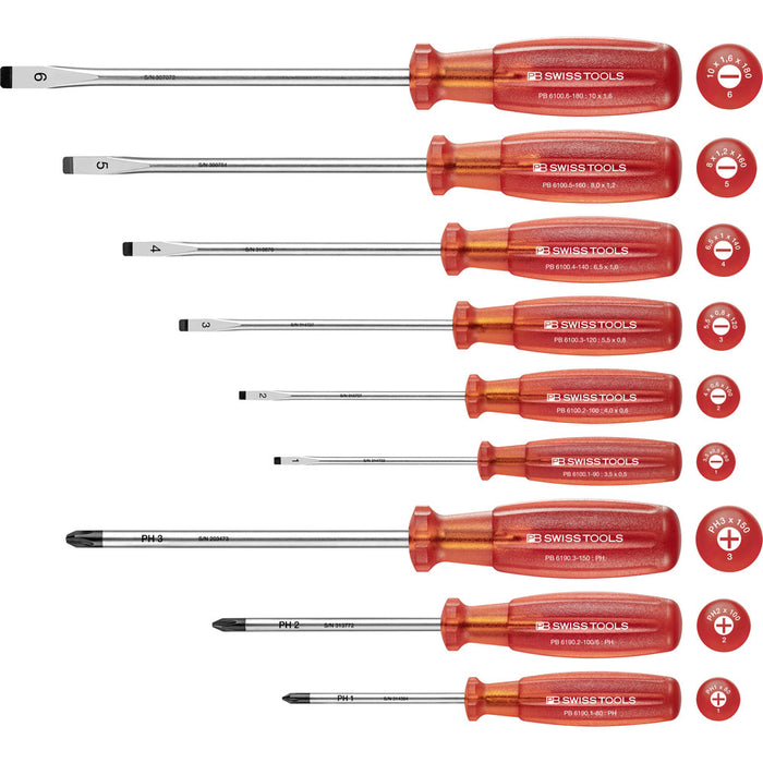 PB Swiss 9 Pce Multicraft Screwdriver Set Slotted  & Phillips