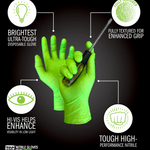 TGC Neon Green Nitrile Gloves Box of 100 - XL