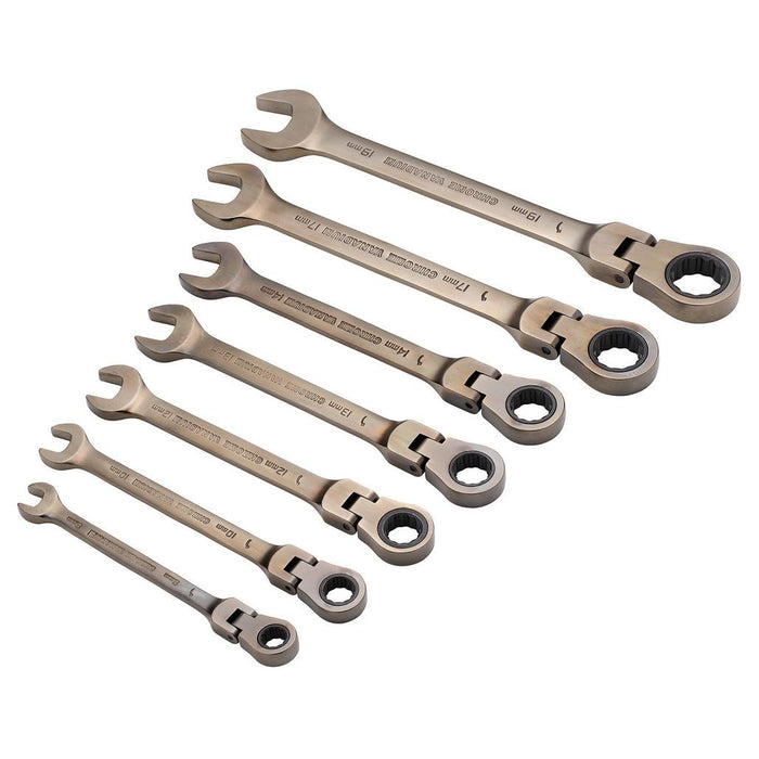 Draper Tools Flexible Head Ratcheting Metric Combination Spanner Set 7 Piece 15087