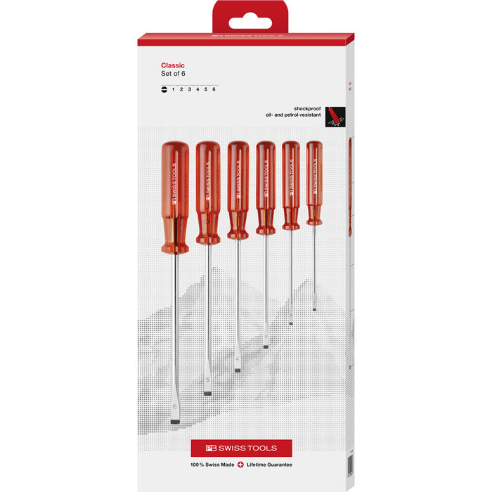 PB Swiss 6 Pce Slotted Classic Screwdriver Set