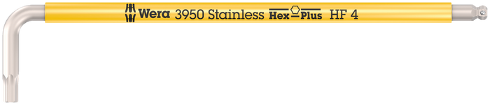 Wera 3950 SPKL Hex-Plus HF 4mm L-Key Metric Stainless Steel Yellow