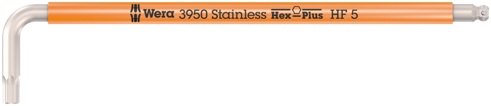 Wera 3950 SPKL Hex-Plus HF 5mm L-Key Metric Stainless Steel Bright Orange