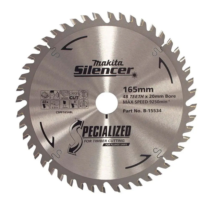 Makita 165mm x 20mm x 48T Plunge Saw TCT Saw Blade