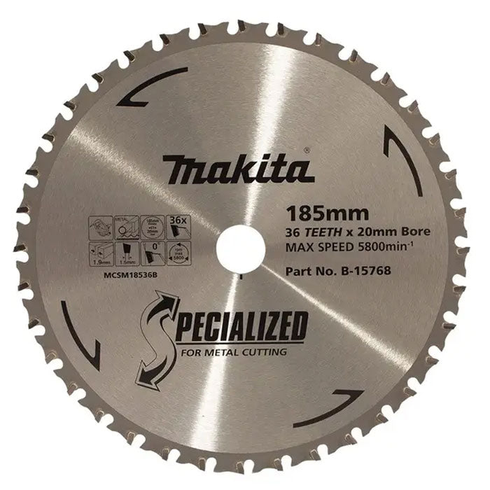 Makita Cold Metal Cutting Tct Saw Blade 185mm x 20mm x 36T - Cermet