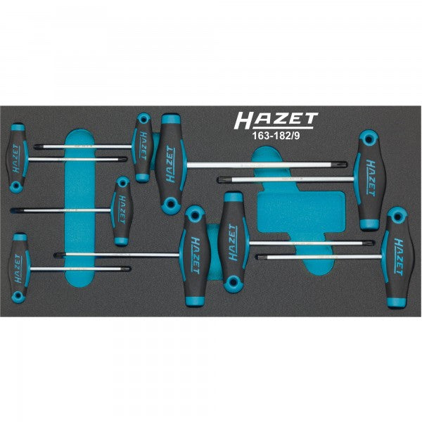 Hazet 9 Pce Torx Screwdriver Set With T-Handle 163-182/9 Modular Insert Tray