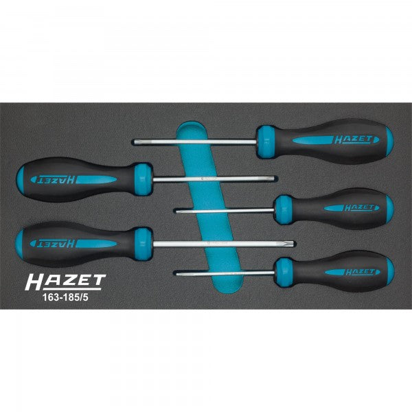 Hazet 5 Pce Hexanamic Screwdriver Set 163-185/5 Tamper-Resistant Torx Insert Tray