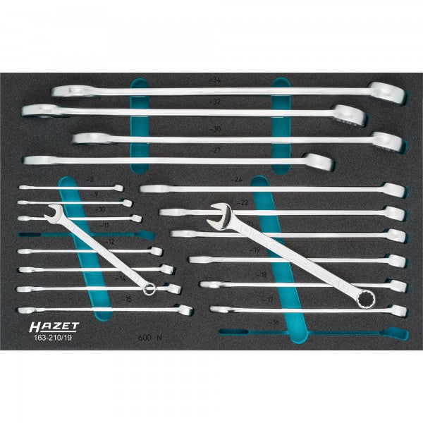 Hazet 19 Pce Combination Wrench Set 163-210/19 Modular Insert Tray